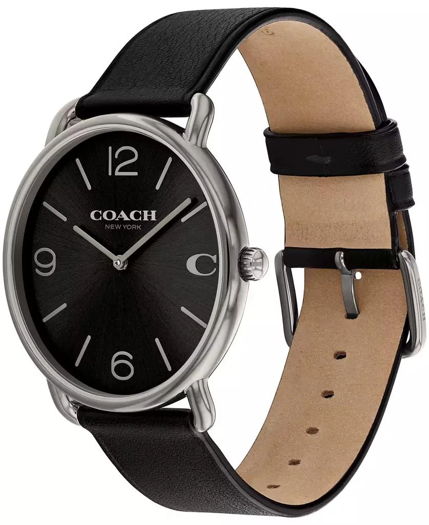 Coach Unisex Elliot Black Leather Strap Watch, 40mm 2