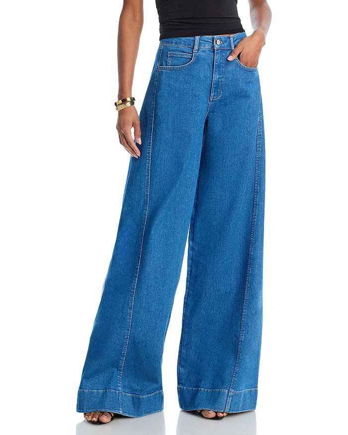 Cinq à Sept Carol Wide Leg High Waisted Jeans in Surf Blue