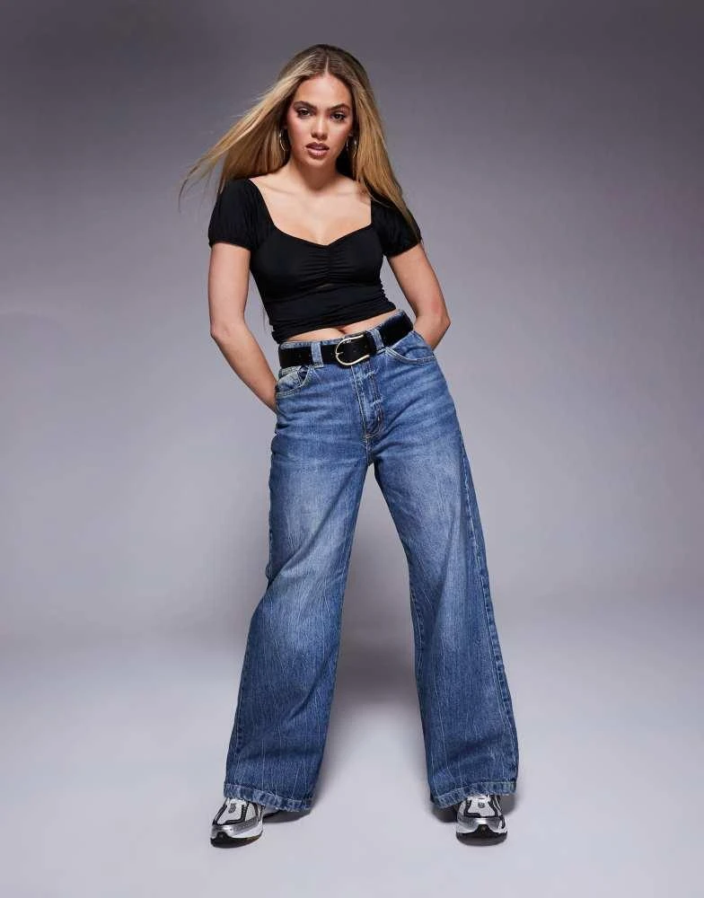 ASOS ASOS DESIGN milk maid under bust cut out top in black 4