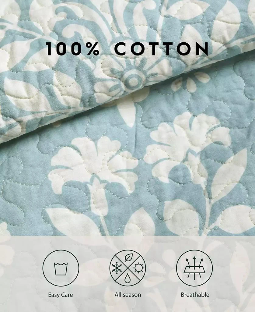 Laura Ashley Rowland Cotton Reversible 2 Piece Quilt Set, Twin 6