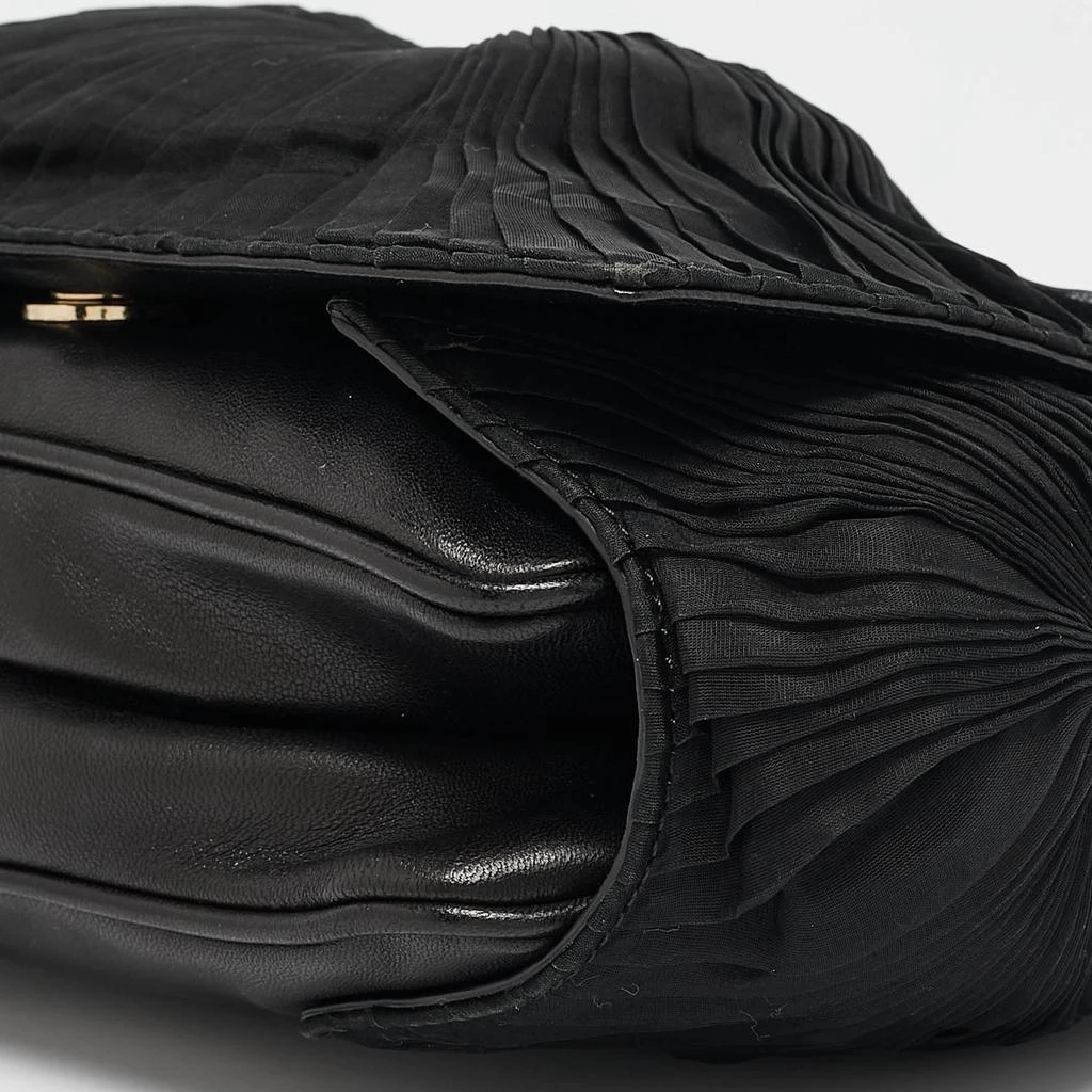 Givenchy Givenchy Black Leather and Satin Pleated Floral Clutch 15