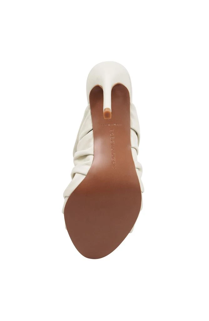 BCBG SARANI OPTIC WHITE RUCHED LEATHER HEEL MULE 6