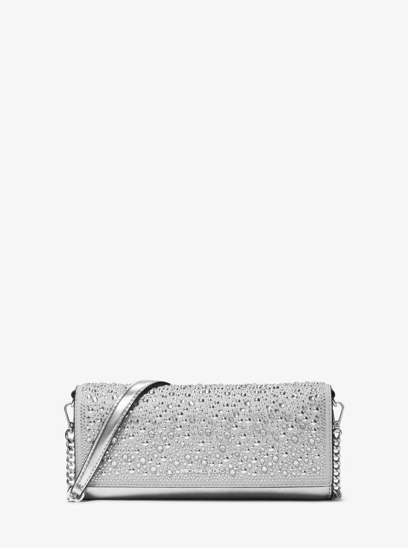 Michael Kors Jet Set Medium Embellished Leather Clutch