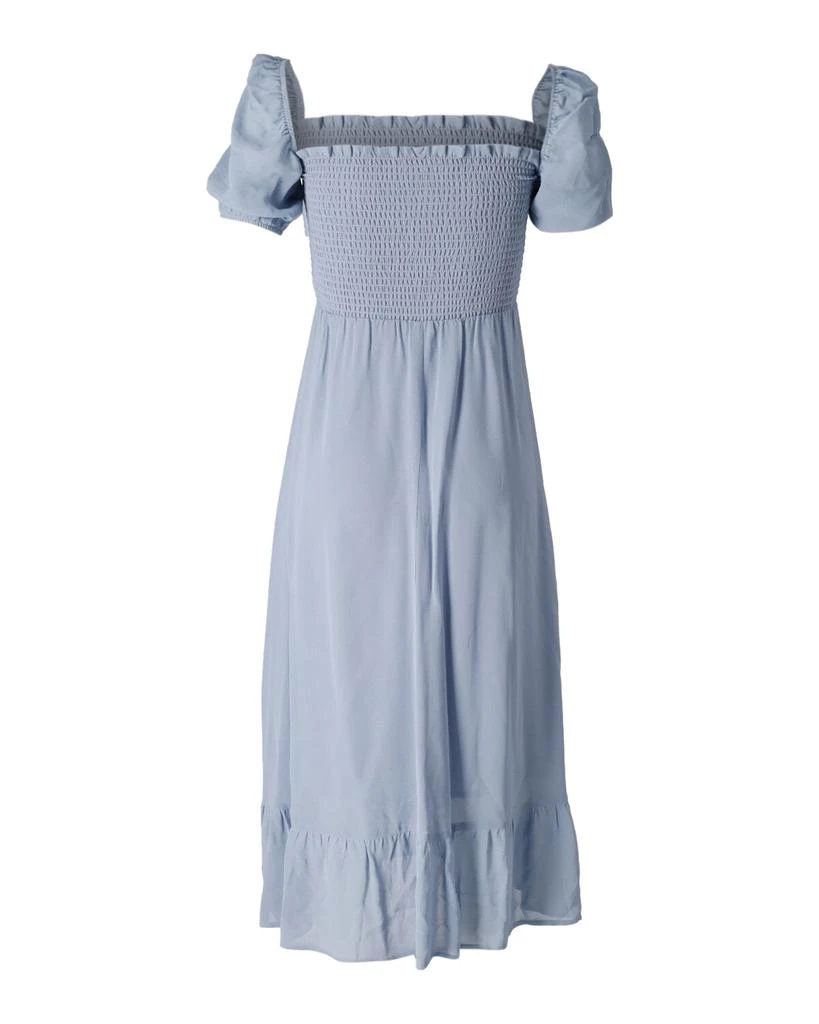 Reformation Smocked Puff Sleeve Dress in Light Blue Viscose 3