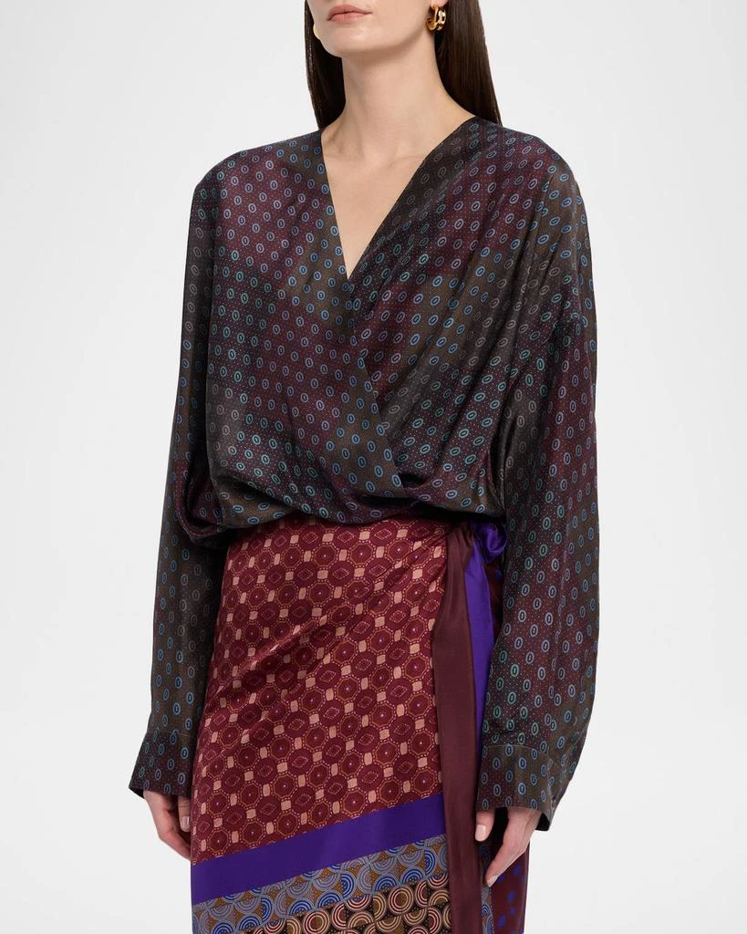 Dries Van Noten Camiel Printed Long-Sleeve Wrap Top 4