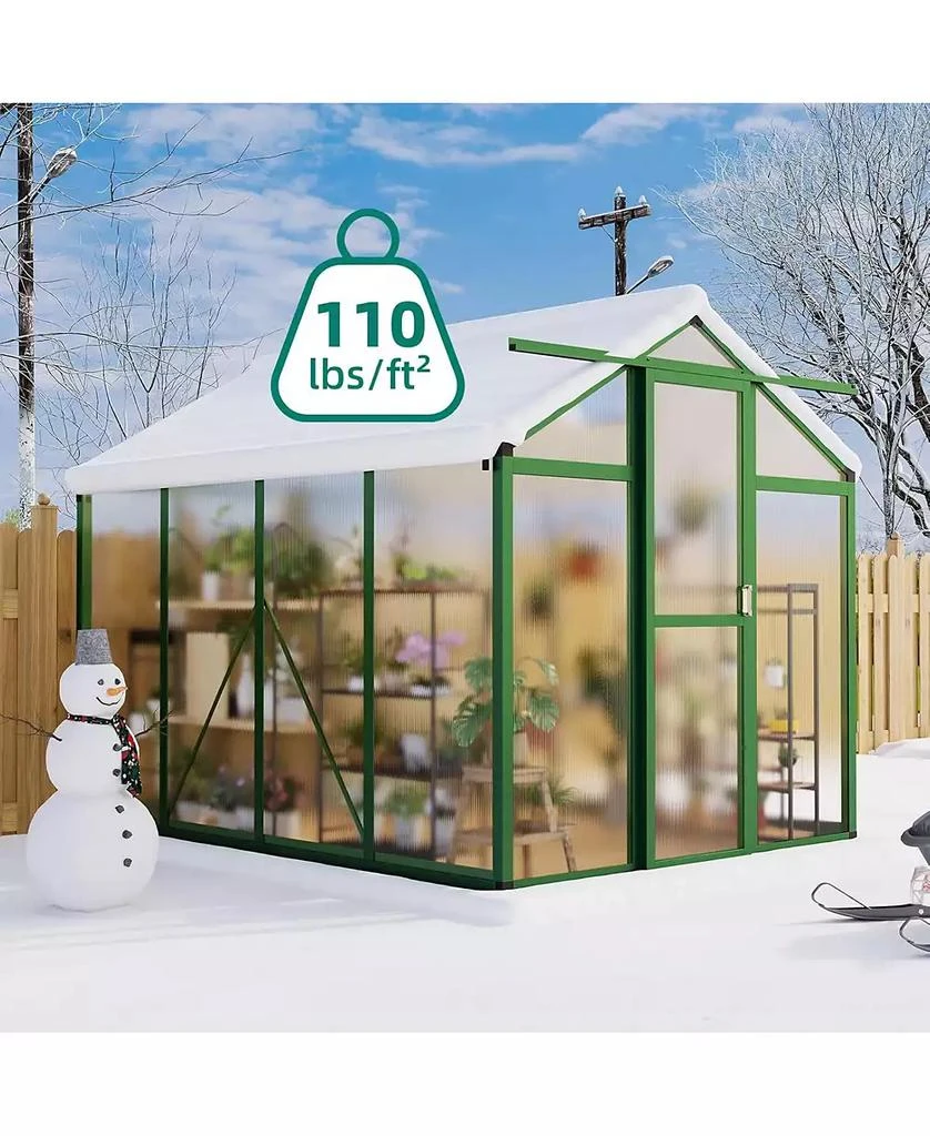 gaomon Walk-In house, Polycarbonate Panels, Adjustable Roof Vent 
Sliding Door, Aluminum Frame, Garden 
Patio 5