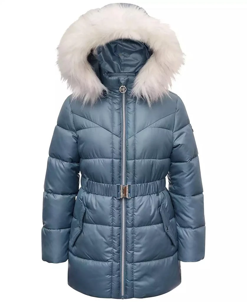 Michael Kors Michael Kors Toddler & Little Girls Belted Stadium Puffer Jacket with Faux-Fur Trim 1