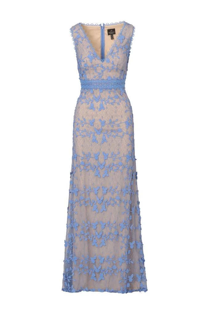 Adrianna Papell Embroidered lace v-neck gown 1