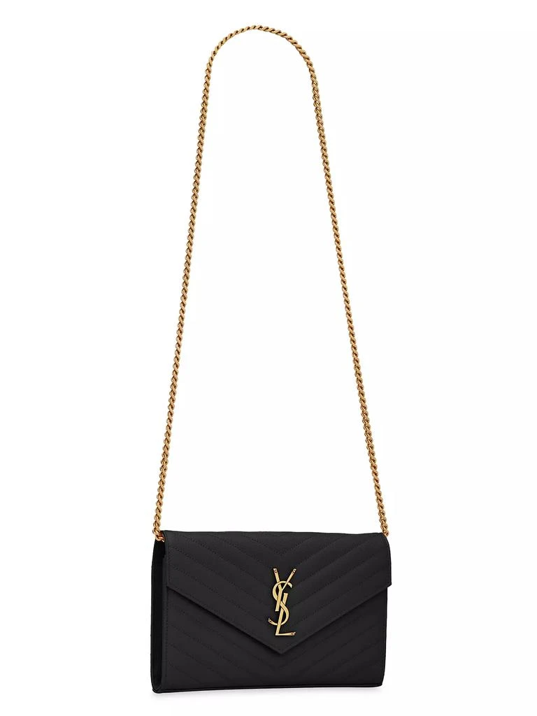 Yves Saint Laurent Classic Cassandre Chain Wallet in Grain De Poudre Leather 7