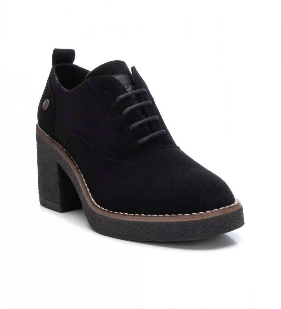 Xti Women's Suede Heeled Oxfords In Black