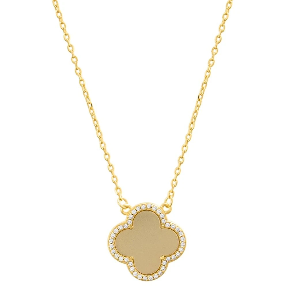 Adornia 14k Gold Plated Crystal Halo Matte Center Clover Necklace 1