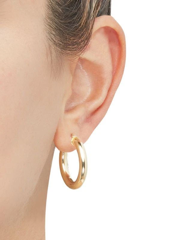 Saks Fifth Avenue 14K Yellow Gold Round Tube HoopEarrings 2