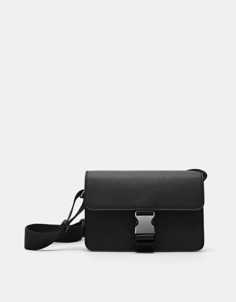 Pull&Bear Pull&Bear Crossbody bag with buckle in black
