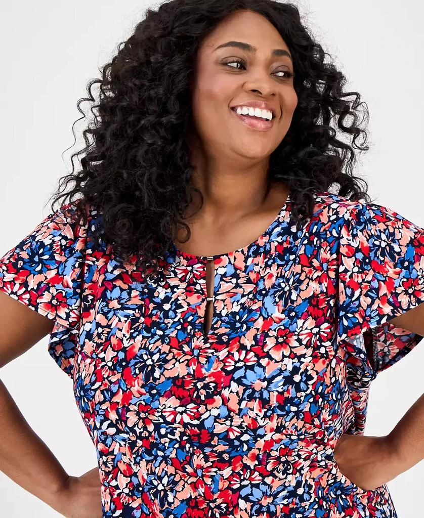 JONES NEW YORK Plus Size Printed Keyhole Top 3