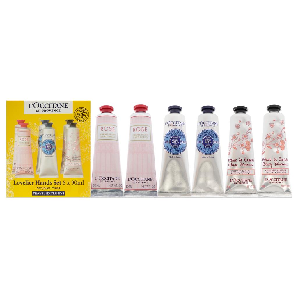 LOccitane Lovelier Hands Kit by LOccitane for Unisex - 6 x 1 oz 2 Rose, 2 Shea Dry Skin, 2 Cherry Blossom