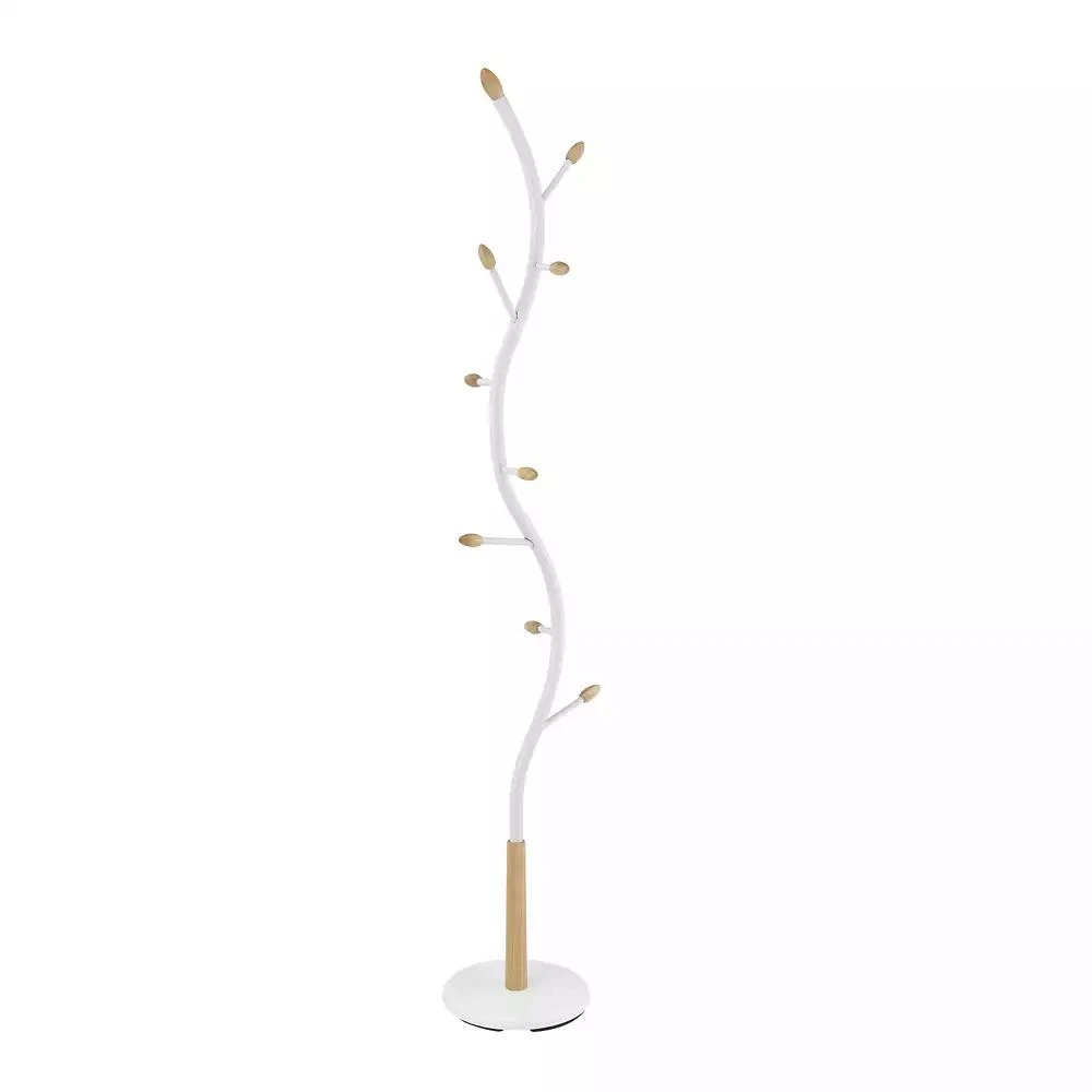 Streamdale Furniture Arles Metal Whtie and Oak Standing Coat Rack 6