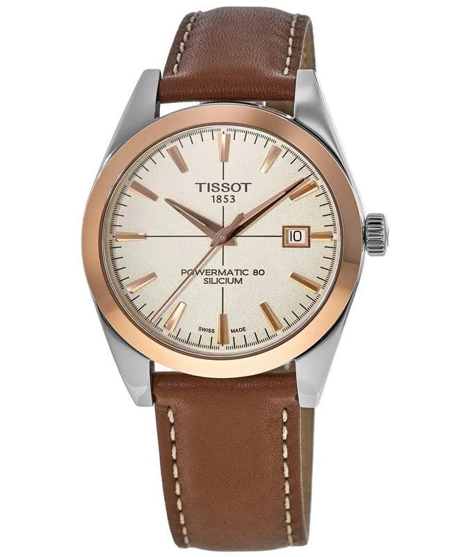 Tissot Tissot Gentleman Automatic 18K Rose Gold Bezel Leather Strap Men's Watch T927.407.46.261.00 1