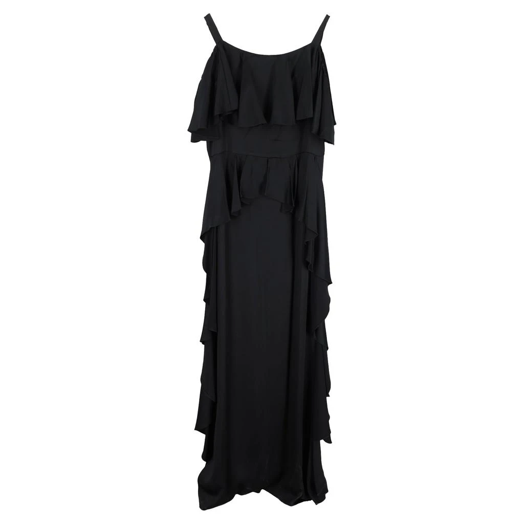 Temperley London Off-Shoulder Maxi Ruffled Dress in Black Acetate 1