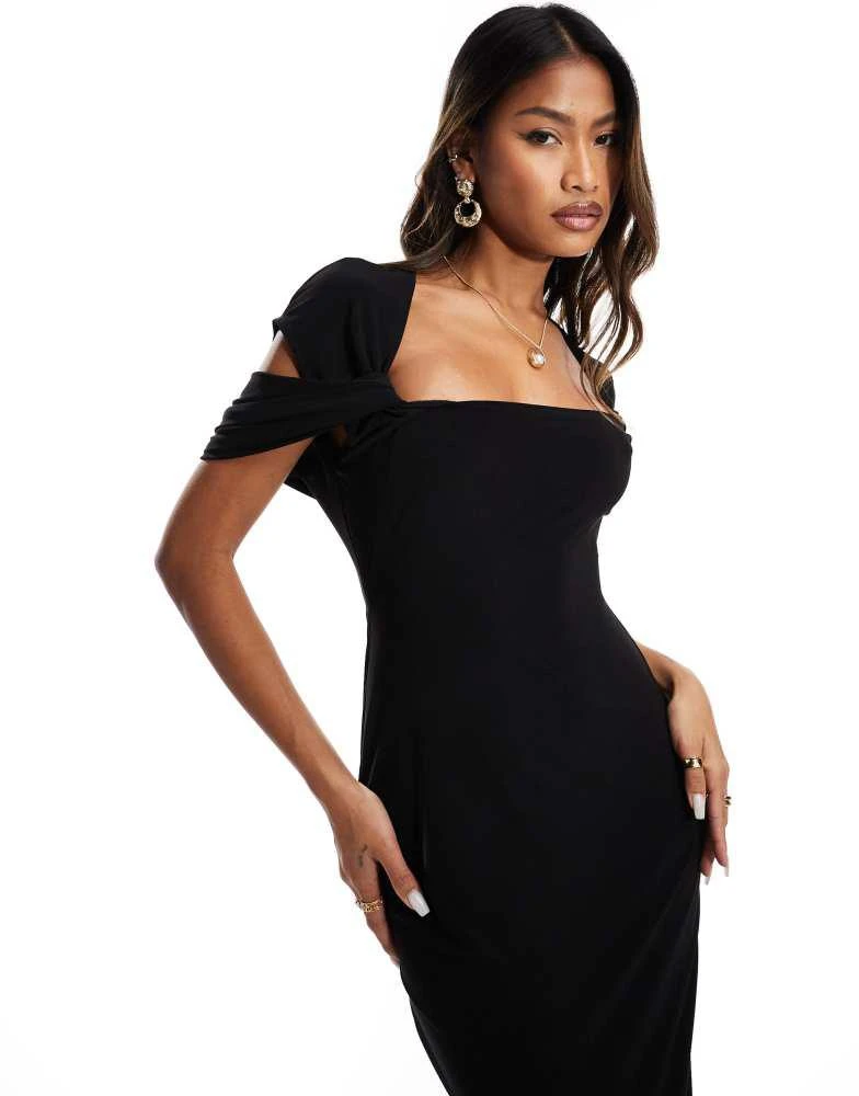 shona joy charlotte high neck midi dress Shona Joy - Otis Draped High Neck Midi Dress - Black