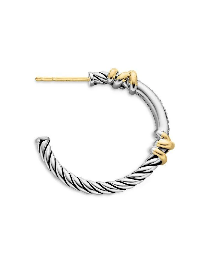 David Yurman Petite Helena Wrap Hoop Earrings in Sterling Silver with 18K Yellow Gold and Diamonds 3