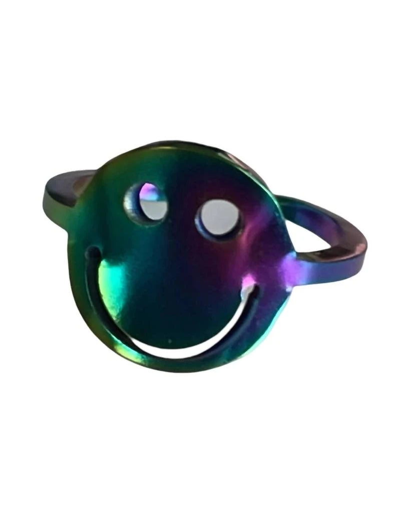 Jack and Jewelz Jack And Jewelz - Rainbow Smiley Face Stainless Steel Ring