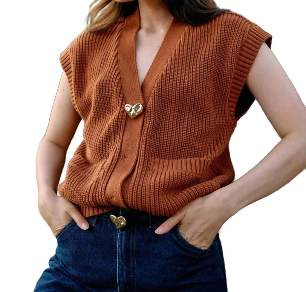 Cleobella Cuore Sweater Vest In Clay