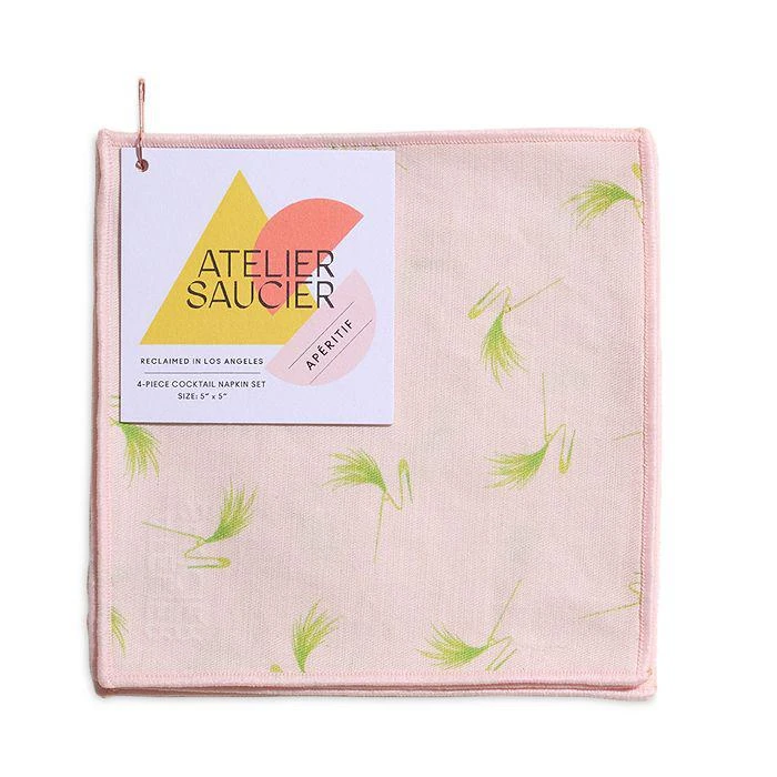 ATELIER SAUCIER Flamingo Pin Cocktail Napkins, Set of 4 1