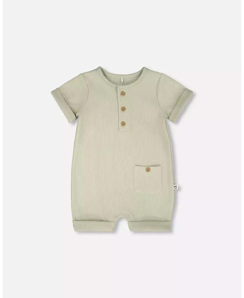Deux par Deux Baby Boys Cotton Rib Romper Sage Green