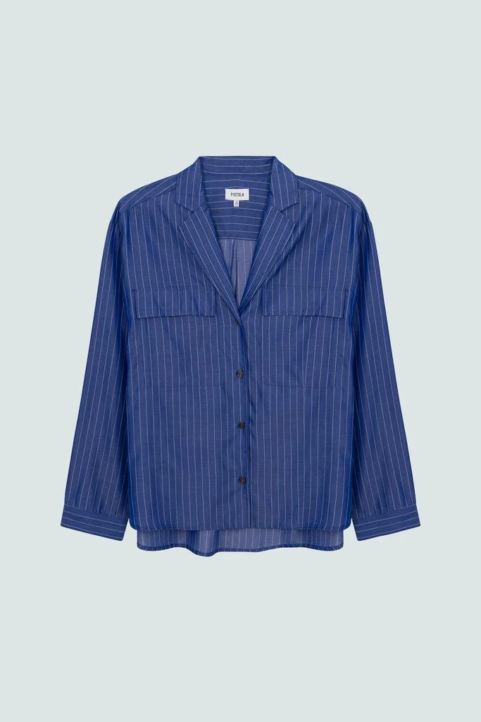 Pistola Denim Irene Effortless Button Down Shirt - Dark Blue Pinstripe 6