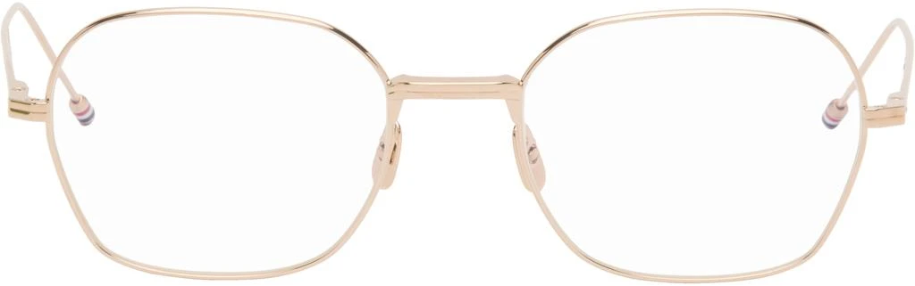 Thom Browne Gold Titanium Rectangular Glasses 1