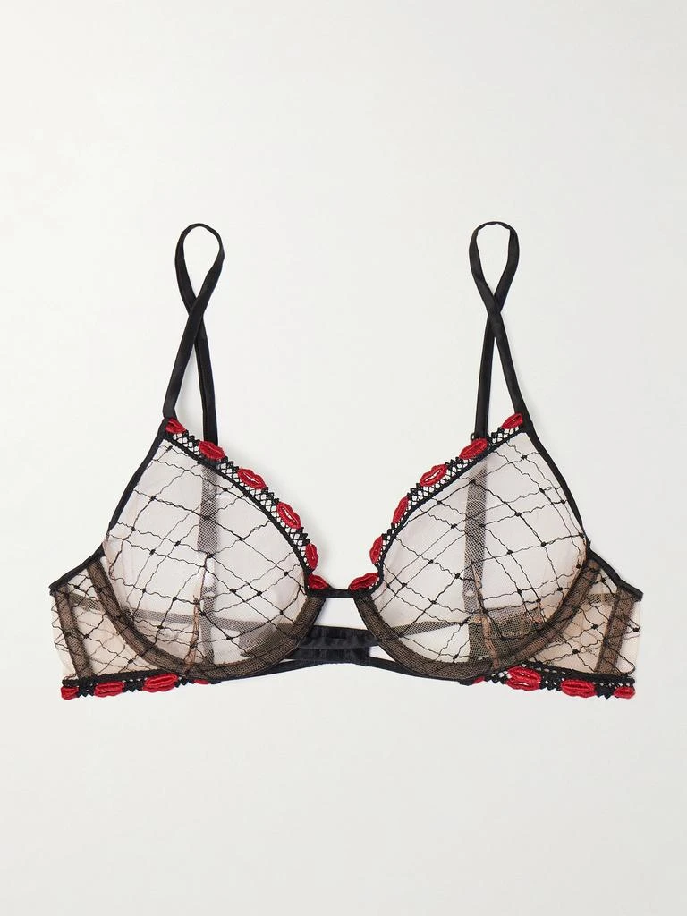 Kiki De Montparnasse La Bise 真丝混纺边饰贴花刺绣绢网带钢圈软杯半杯文胸  - 32C 1