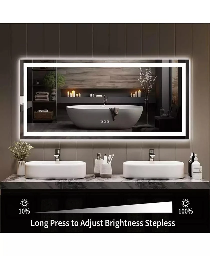 Homfan LED Bathroom Mirror with Lights, Front Lit + Backlit Vanity Mirror for Wall, Dimmable Lighted Bathroom Vanity Mirror, Anti-Fog, Memory Function 7