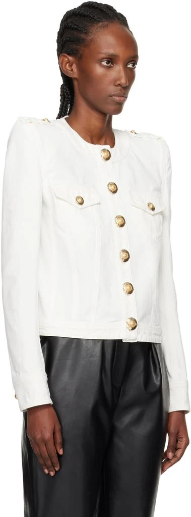 Balmain White Cropped Cotton Canvas Jacket 2