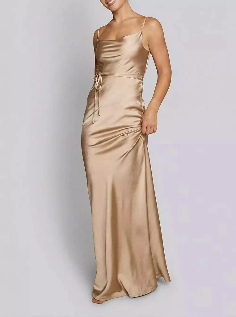 cowl front bridesmaid dress Mason Crepe And Chiffon Maxi Dress / Ivory | MESHKI main image 1