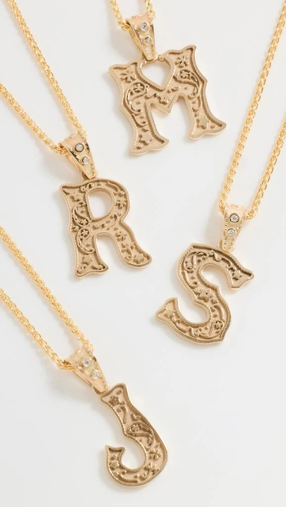 Marlo Laz Mini SW Alphabet Charm on Wheat Chain Necklace 5