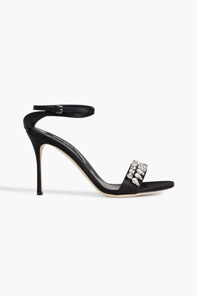 SERGIO ROSSI Crystal-embellished satin sandals 1