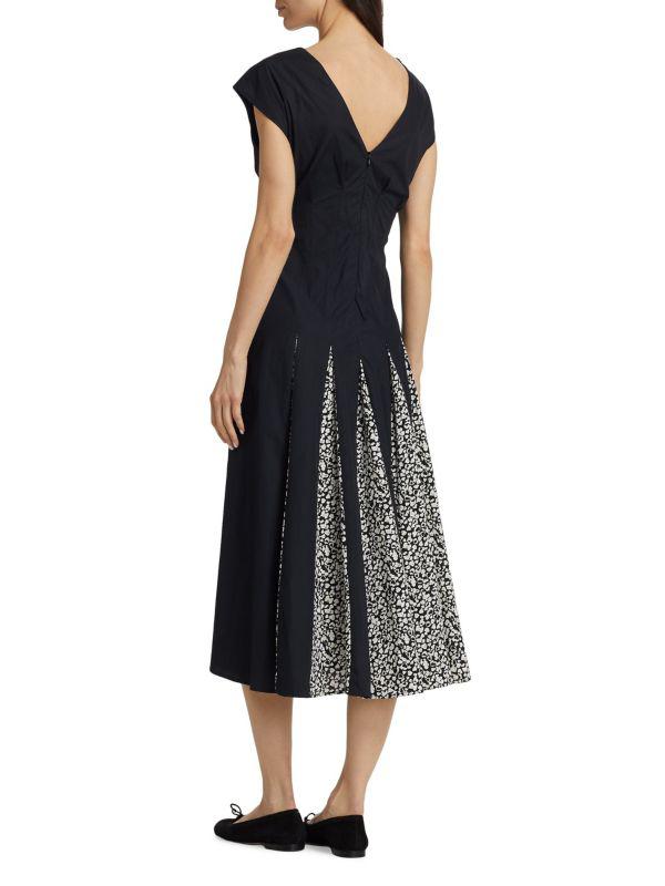 Derek Lam Ella Pleated Cotton Midi-Dress