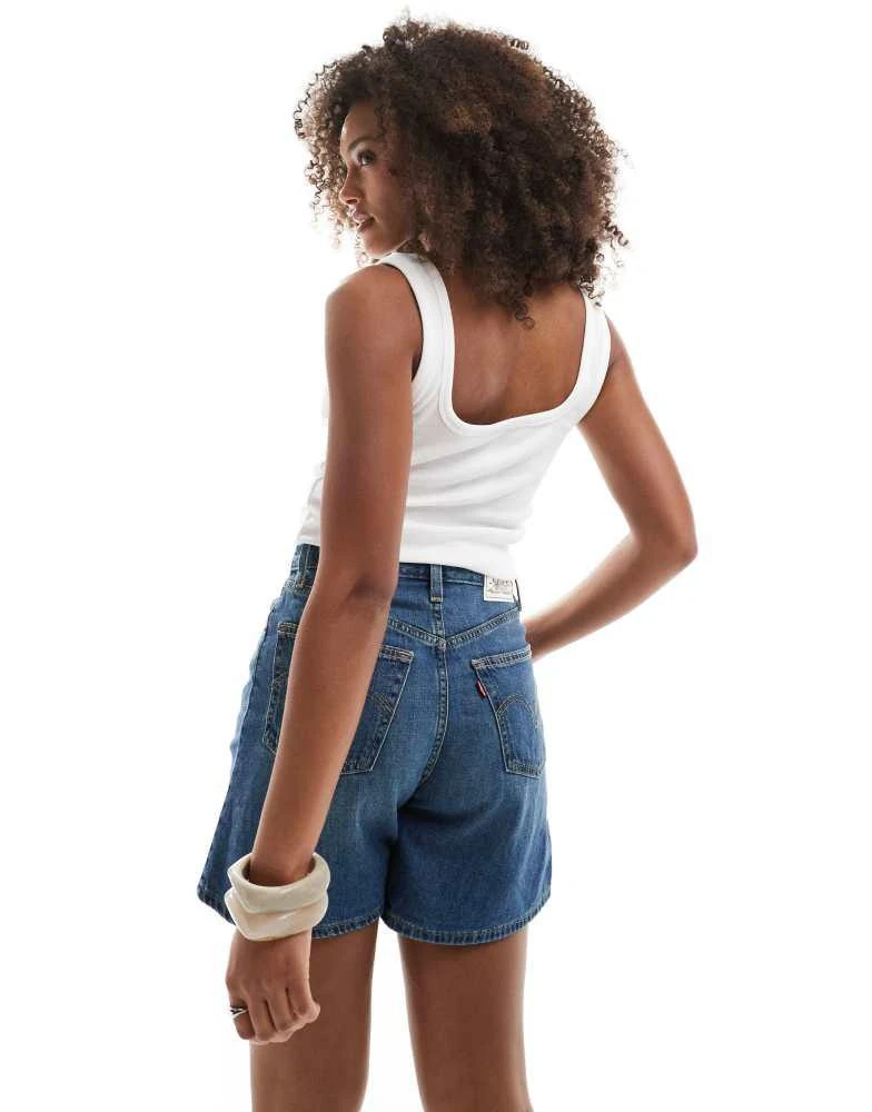 Levi's Levi's high waisted baggy denim shorts in mid blue 4