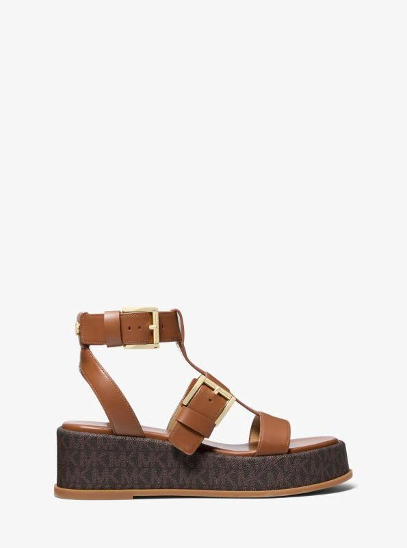 Michael Kors Selah Leather and Signature Logo Platform Gladiator Sandal 2