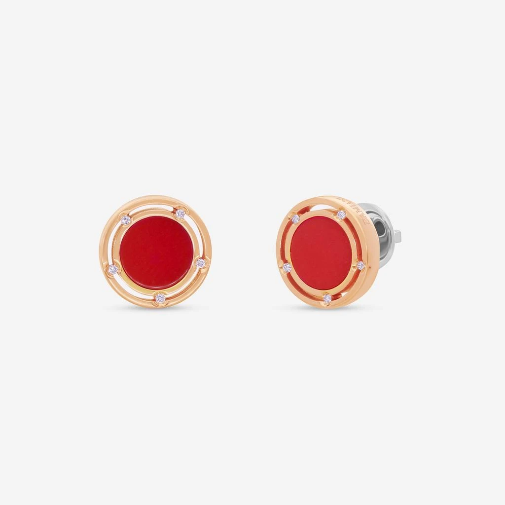 Damiani Damiani D. Side 18K Rose 
White Gold Diamond 
Red Stone Stud Earrings 20086728-copy 2