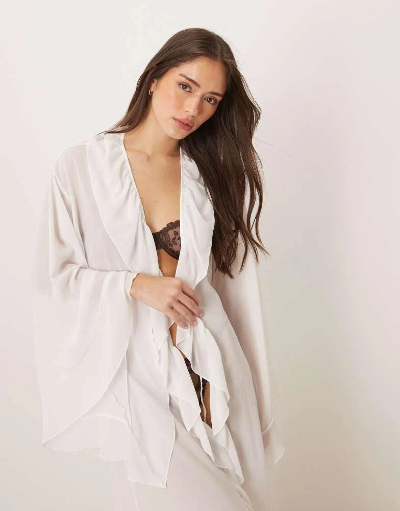Kat The Label Kat The Label Bella floor length robe with ruffles in ivory 4