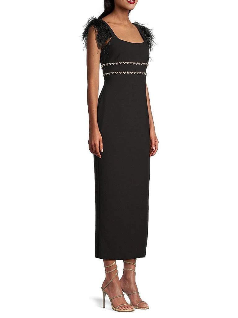 Likely Prima Crystal & Feather Midi-Dress 4