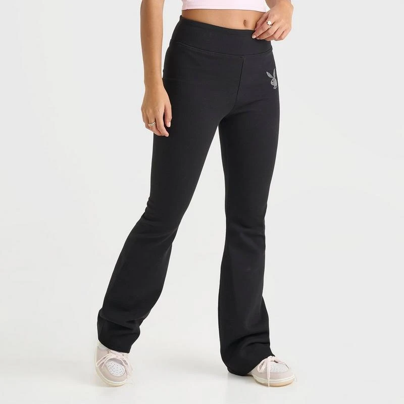 Playboy Women's Playboy Bunny Rhinestone Flare Pants 3
