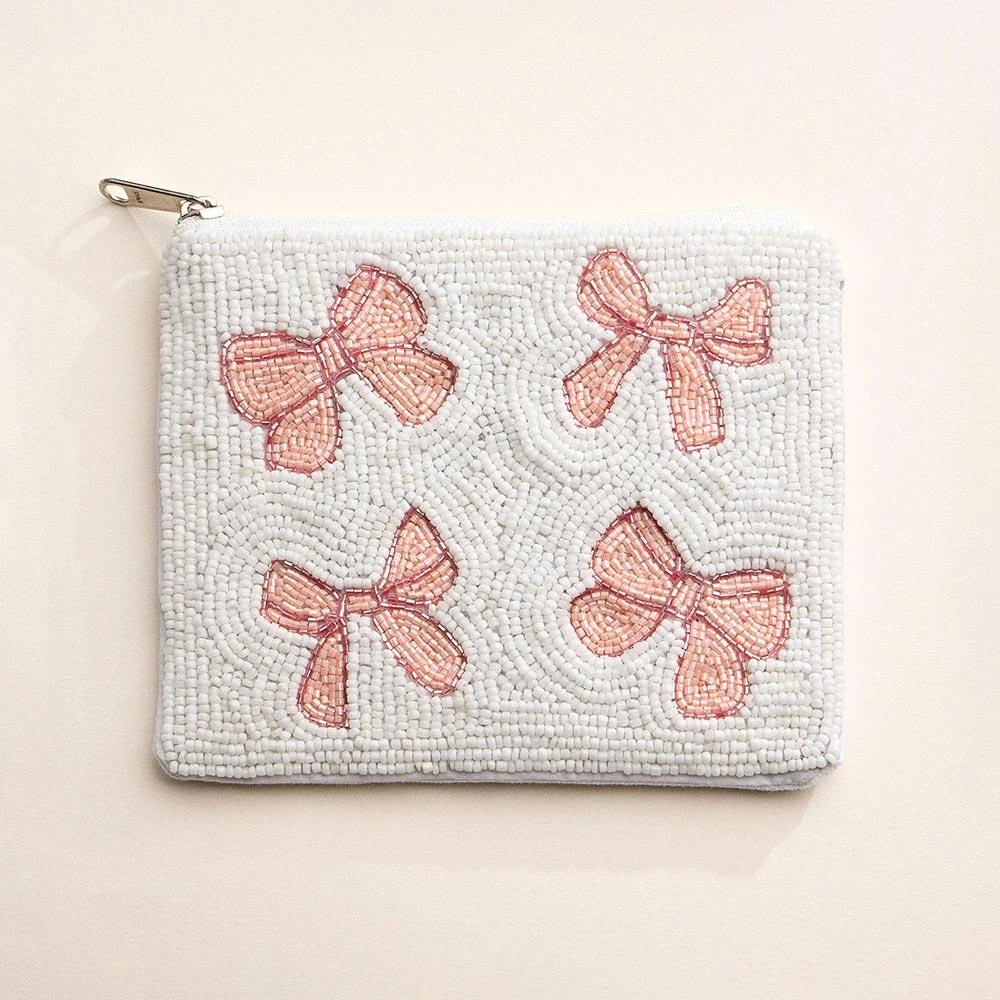 FASHNZFAB Bow Seed Beaded Mini Pouch Bag 1