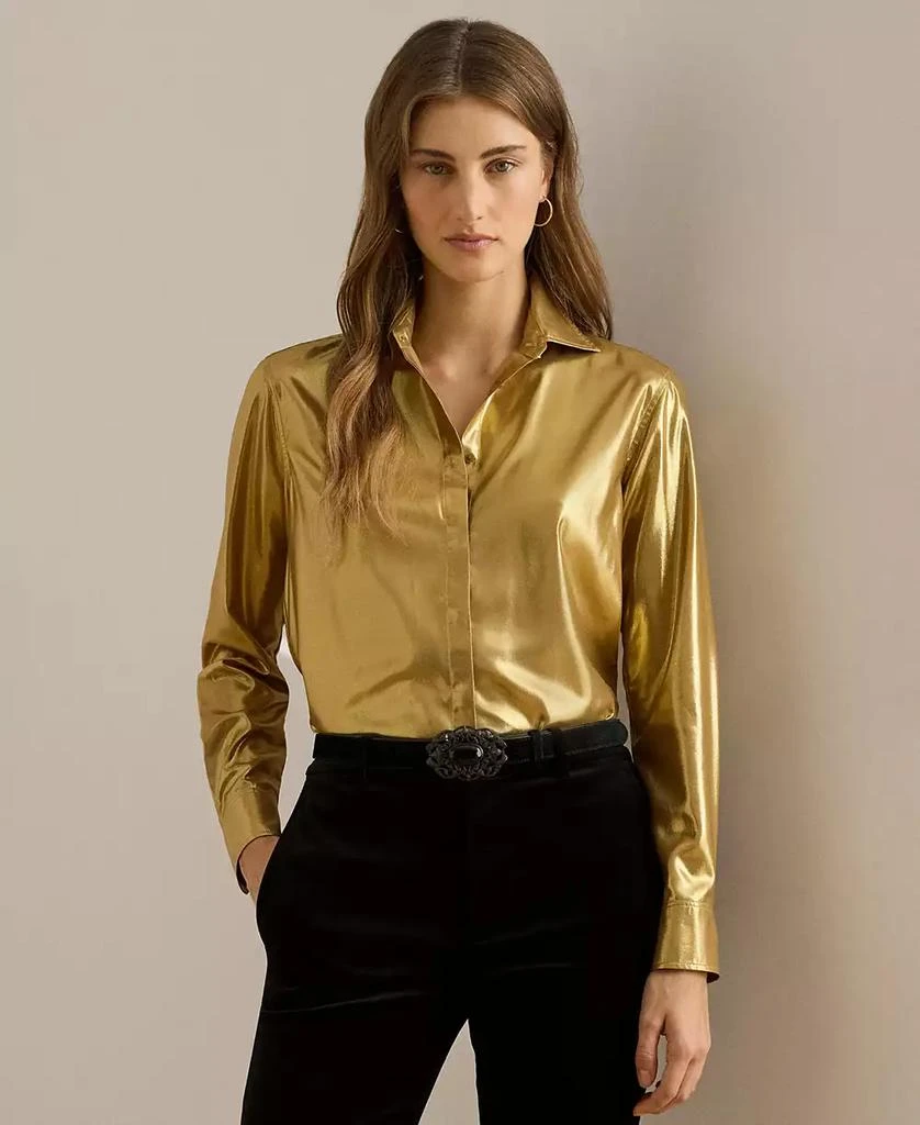 Ralph Lauren Women
s Classic Fit Metallic Chiffon Shirt