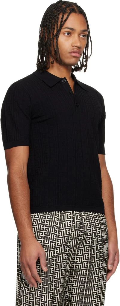 Balmain Black Monogram Knit Polo 2