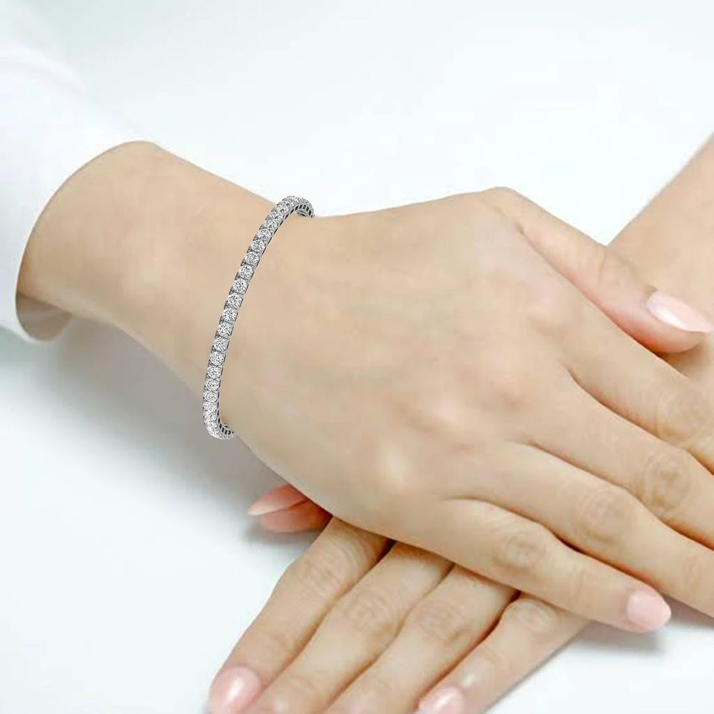 Diana M. Diana M Lab 3 Carat TW Diamond Tennis Bracelet in 14K White Gold 2