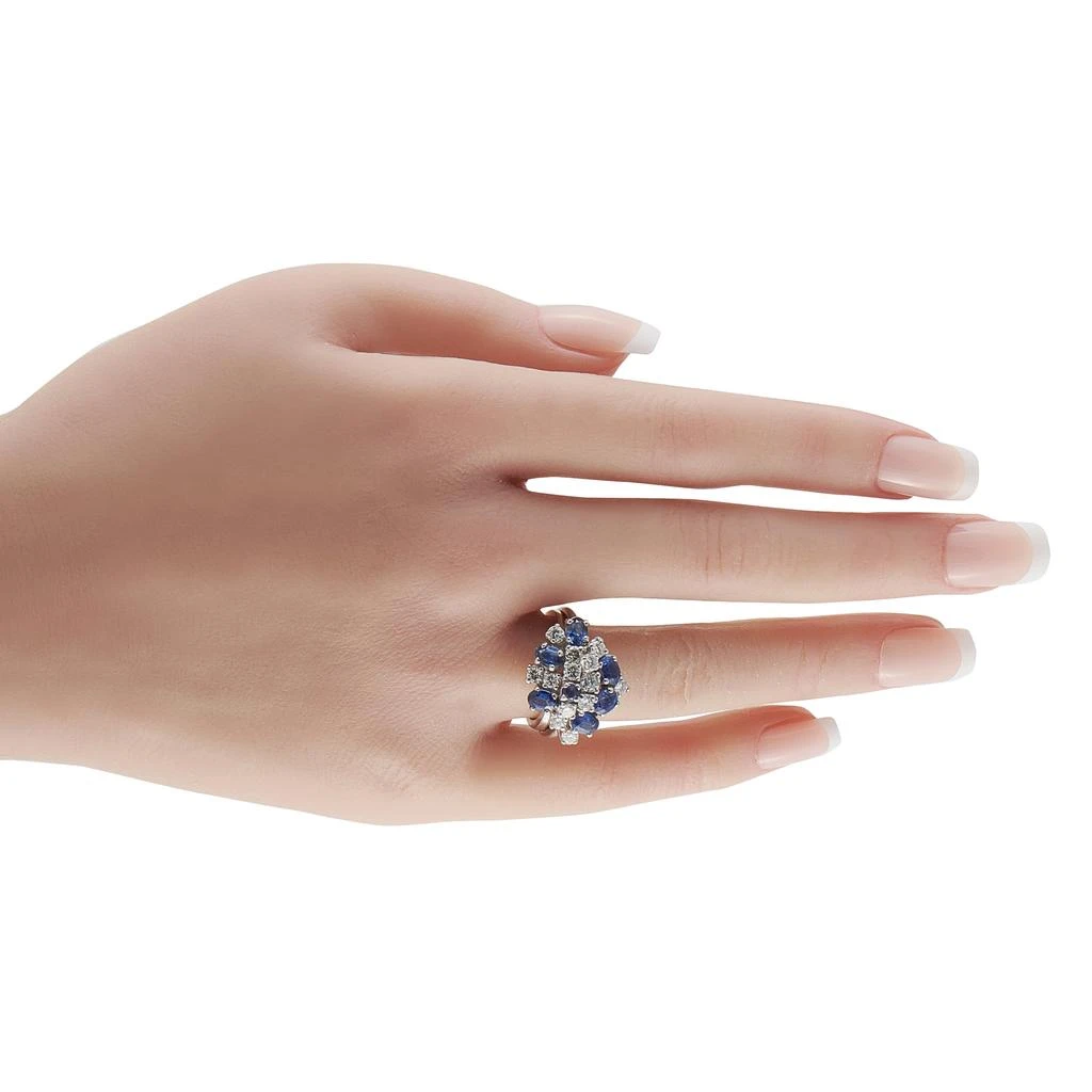 LB Exclusive 18K White Gold 0.90ct Diamond and Sapphire Ring MF35-011626 3