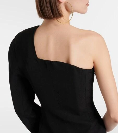 jacquemus one shoulder dress JACQUEMUS La Robe Pesce One-shoulder Draped Crepe Midi Dress