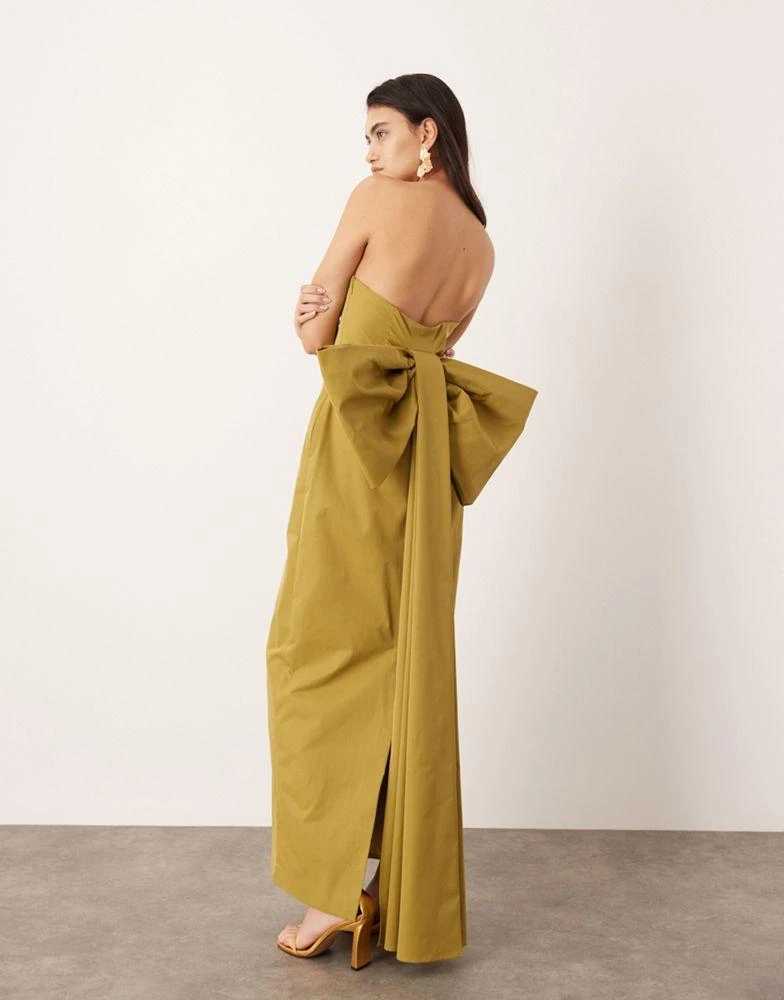 knee length dresses for ladies Rent Asos Design Satin Bandeau Maxi Dress With Cowl Back In Orange main image 1